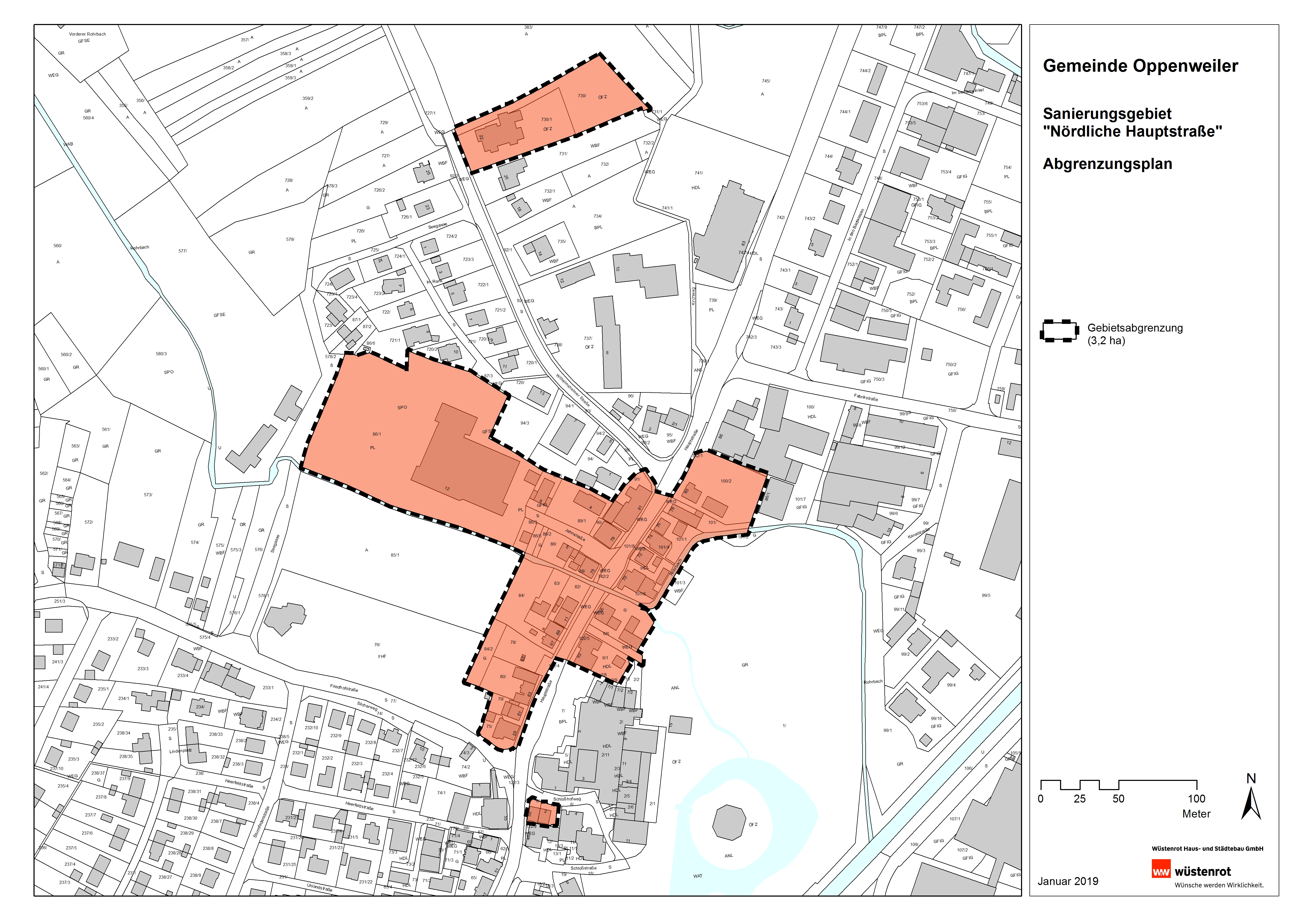 Schaubild/Karte: Gebietsabgrenzung des Sanierungsgebietes &quot;Nördliche Hauptstrasse&quot;